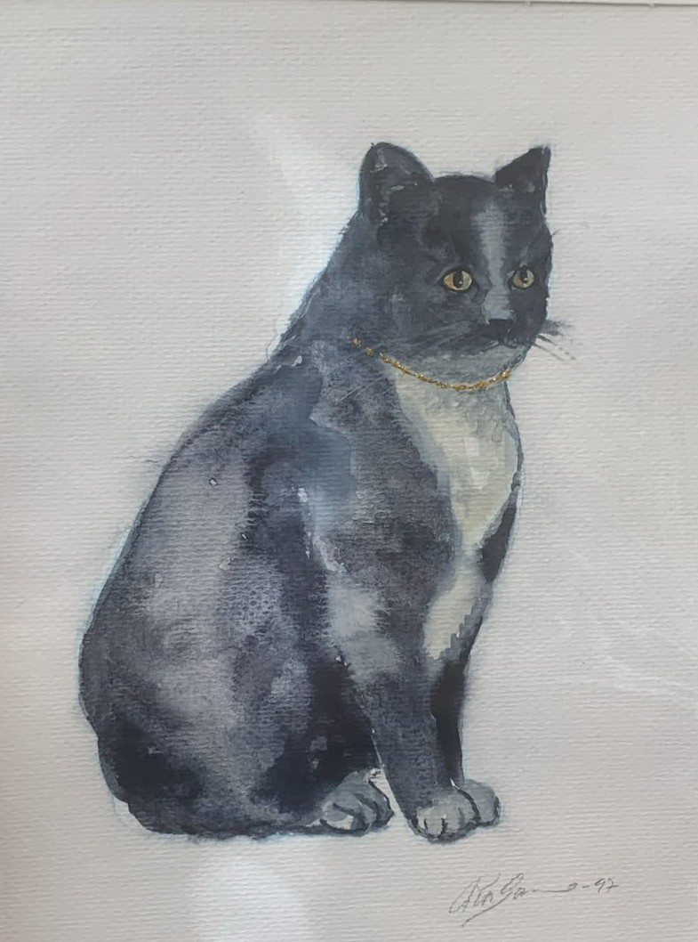 Kissa- akvarelli (5)